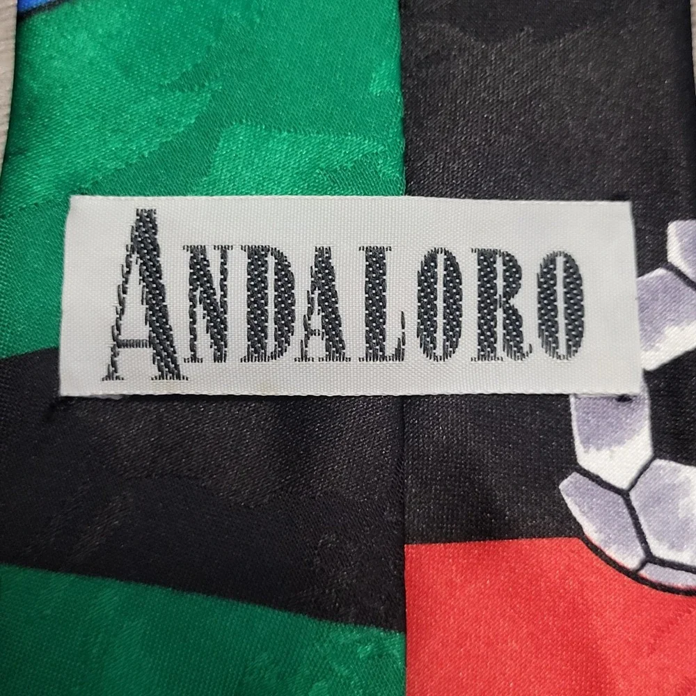 Vintage Kids Soccer Sport Novelty Necktie Black Multi Color Graphic Andaloro